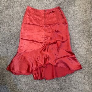 100% Silk Midi Skirt - Hot Pink
